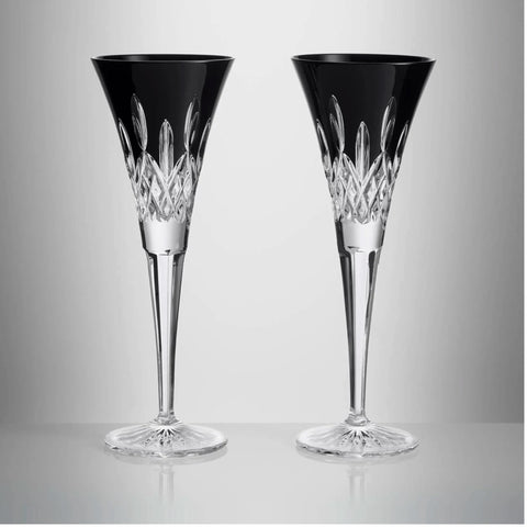 Waterford Lismore Black Flutes, Set of 2