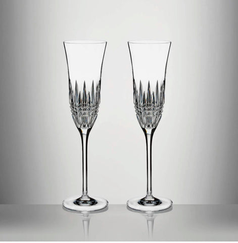 Waterford Lismore Diamond Essence Champagne Flute, Pair